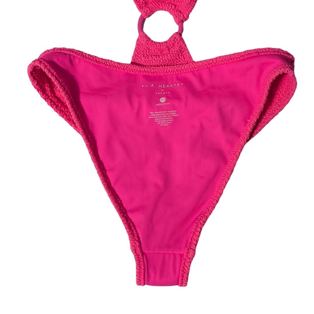 LA Hearts PacSun Pink Cutout O-Ring One Piece Swimsuit Scrunch Barbiecore Sz XS - Picture 7 of 11